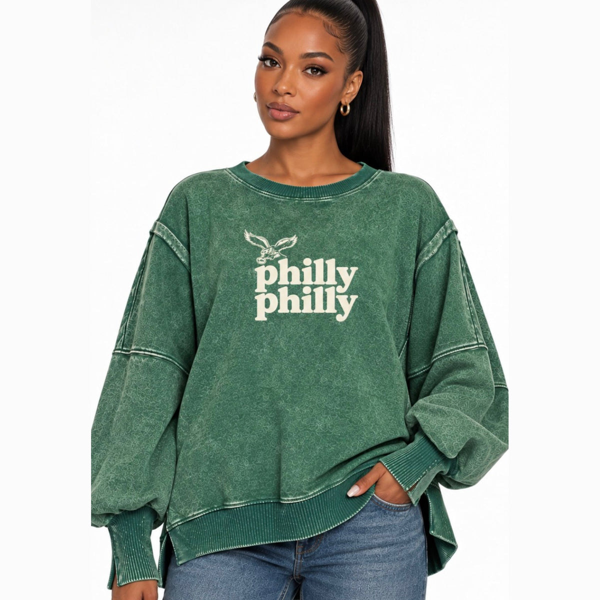 Philly 🦅 Philly Vintage Wash Hi-Low Sweatshirt