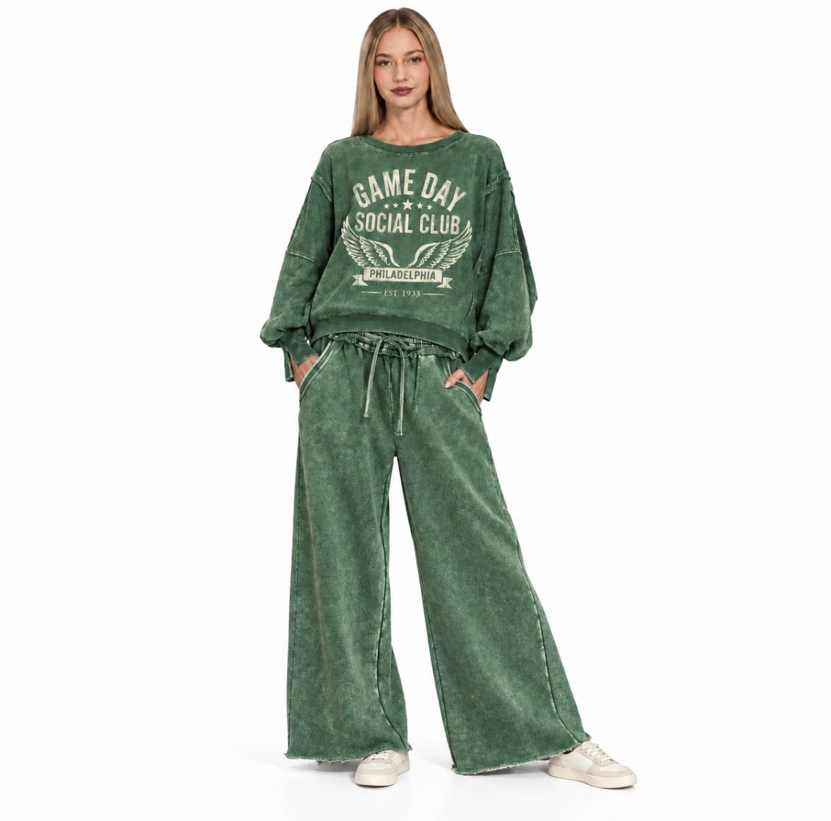 Game Day Social Club™ Vintage Wash Wide Leg Sweatpants