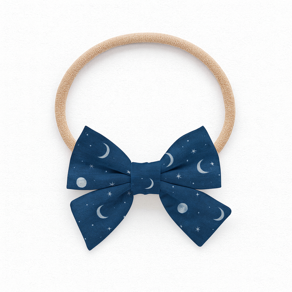 Dainty Bow Headband- Celestial Shibori