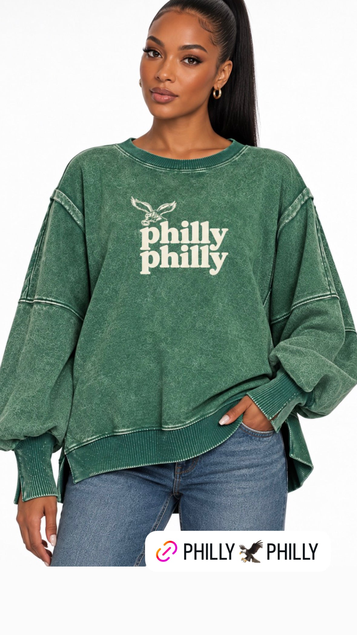 Philly 🦅 Philly Vintage Wash Hi-Low Sweatshirt